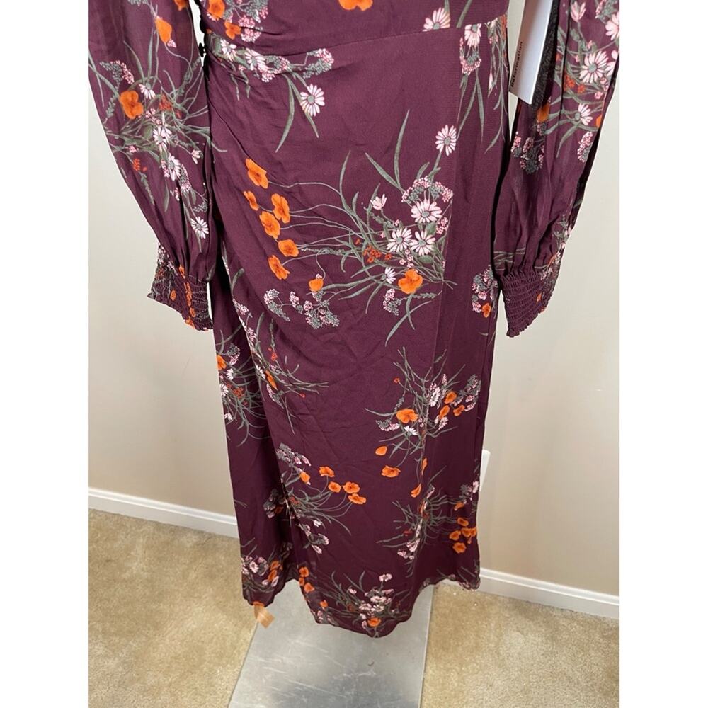 Reformation Aude Floral Smocked Georgette Turtleneck Long Sleeve Midi Dress Sz 0 - Picture 4 of 8